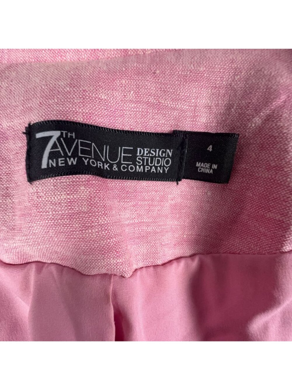 7th Avenue Blazer Jacket Size 4 Pink Long Sleeves Two-Button Lightweight - Picture 7 of 13